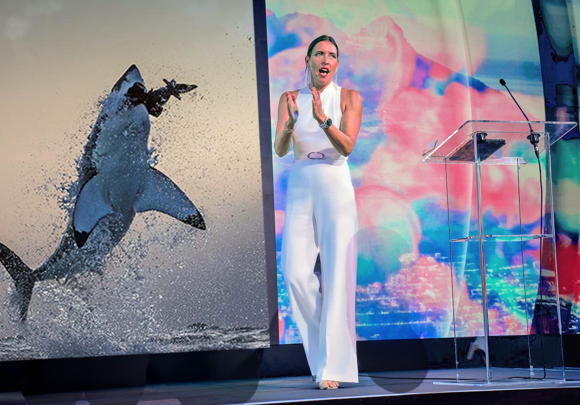 Adventure speaker Carina Bruwer swimming through rough open water